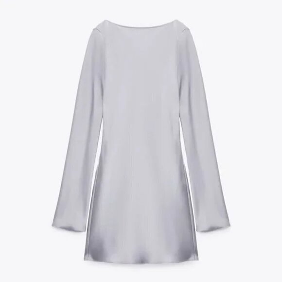 ZARA GRAY SATIN MINI DRESS - Picture 6 of 8